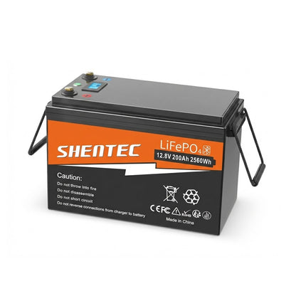 SHENTEC 12V 200Ah Batería de Litio LiFePO4 para Barco Camper 6000+ Ciclos