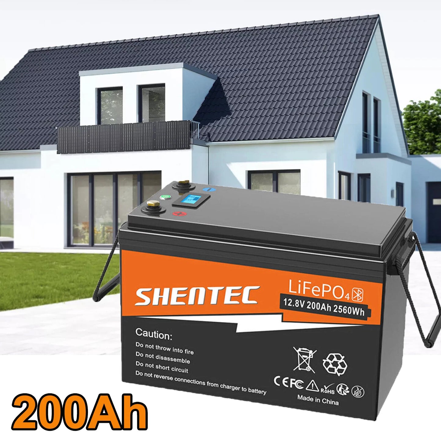 SHENTEC 12V 200Ah Batería de Litio LiFePO4 para Barco Camper 6000+ Ciclos