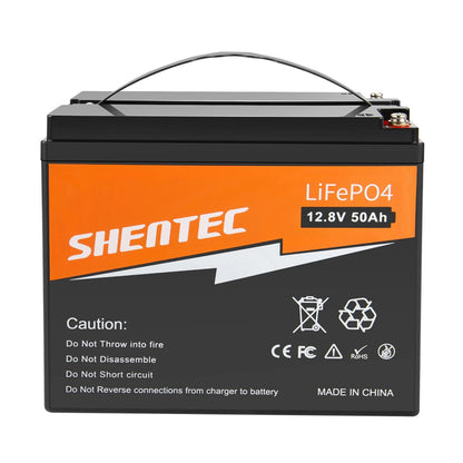 SHENTEC 12.8V 50Ah Batería de Litio LiFePO4 para Solar, Autocaravana, Barco, Caravana y Camping