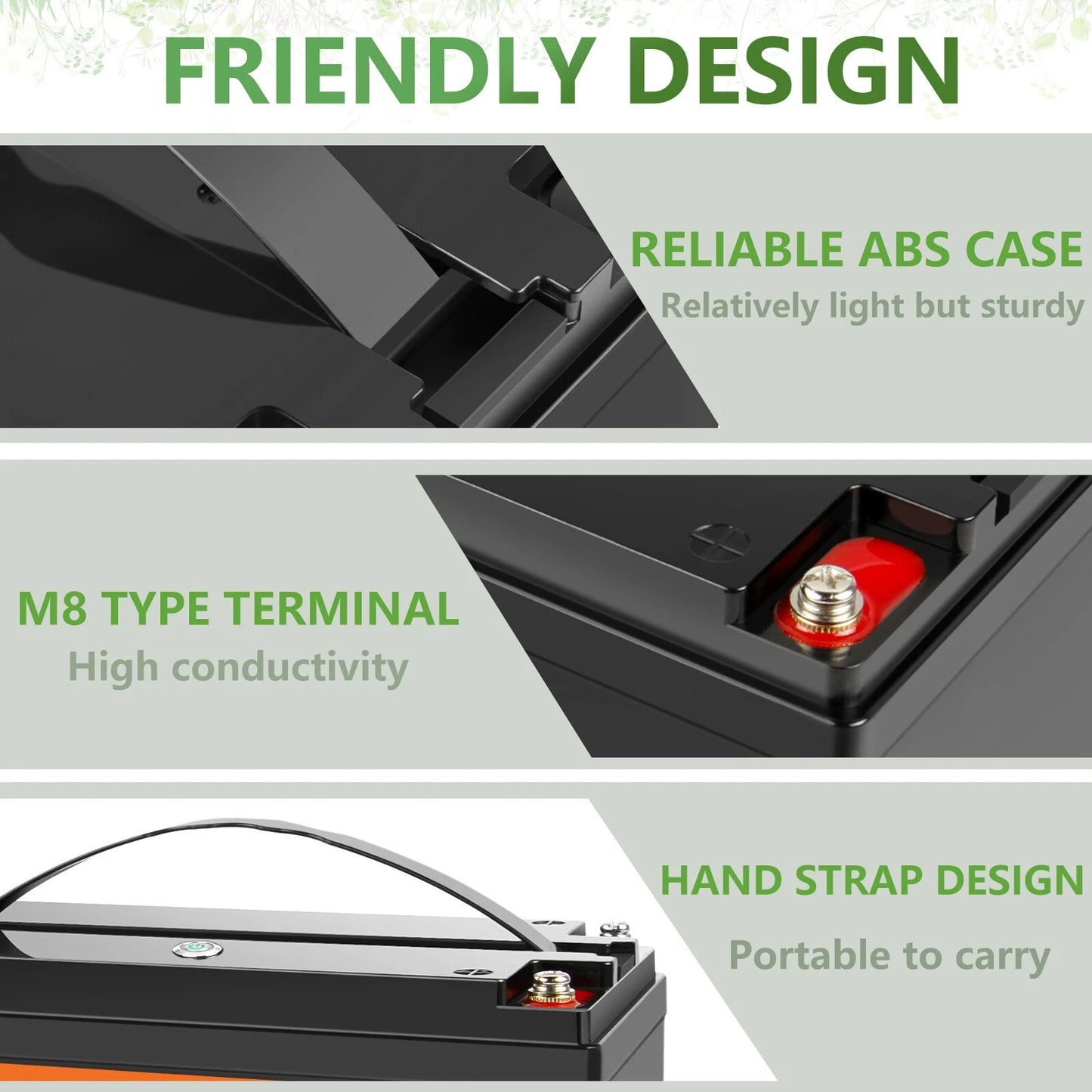 SHENTEC 12.8V 50Ah Batería de Litio LiFePO4 para Solar, Autocaravana, Barco, Caravana y Camping