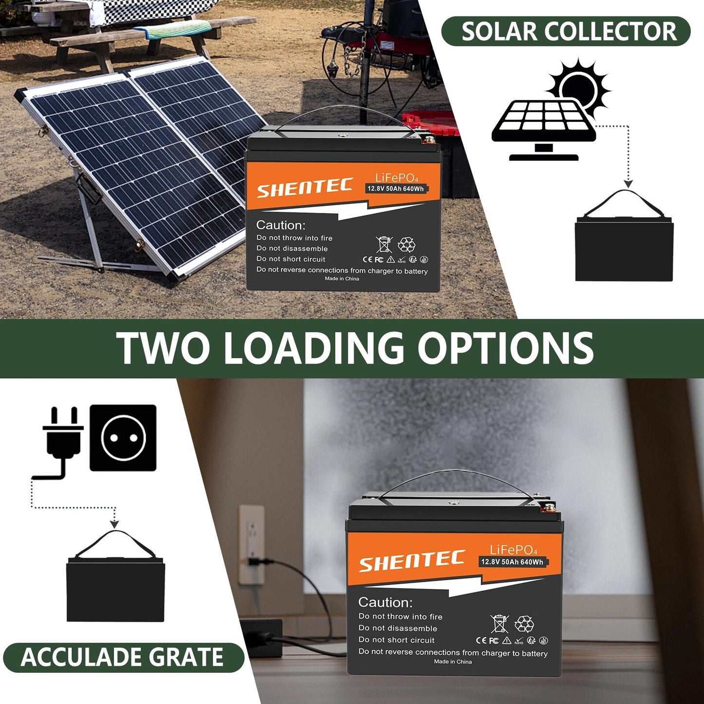 SHENTEC 12.8V 50Ah Batería de Litio LiFePO4 para Solar, Autocaravana, Barco, Caravana y Camping