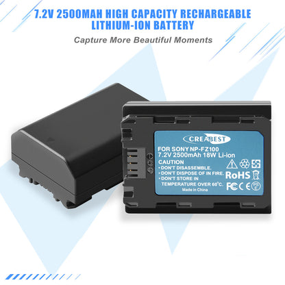 2x Batería NP-FZ100 Y Cargador Para Sony Alpha A6600 A9R A9S A7 III A7R III A7R IV