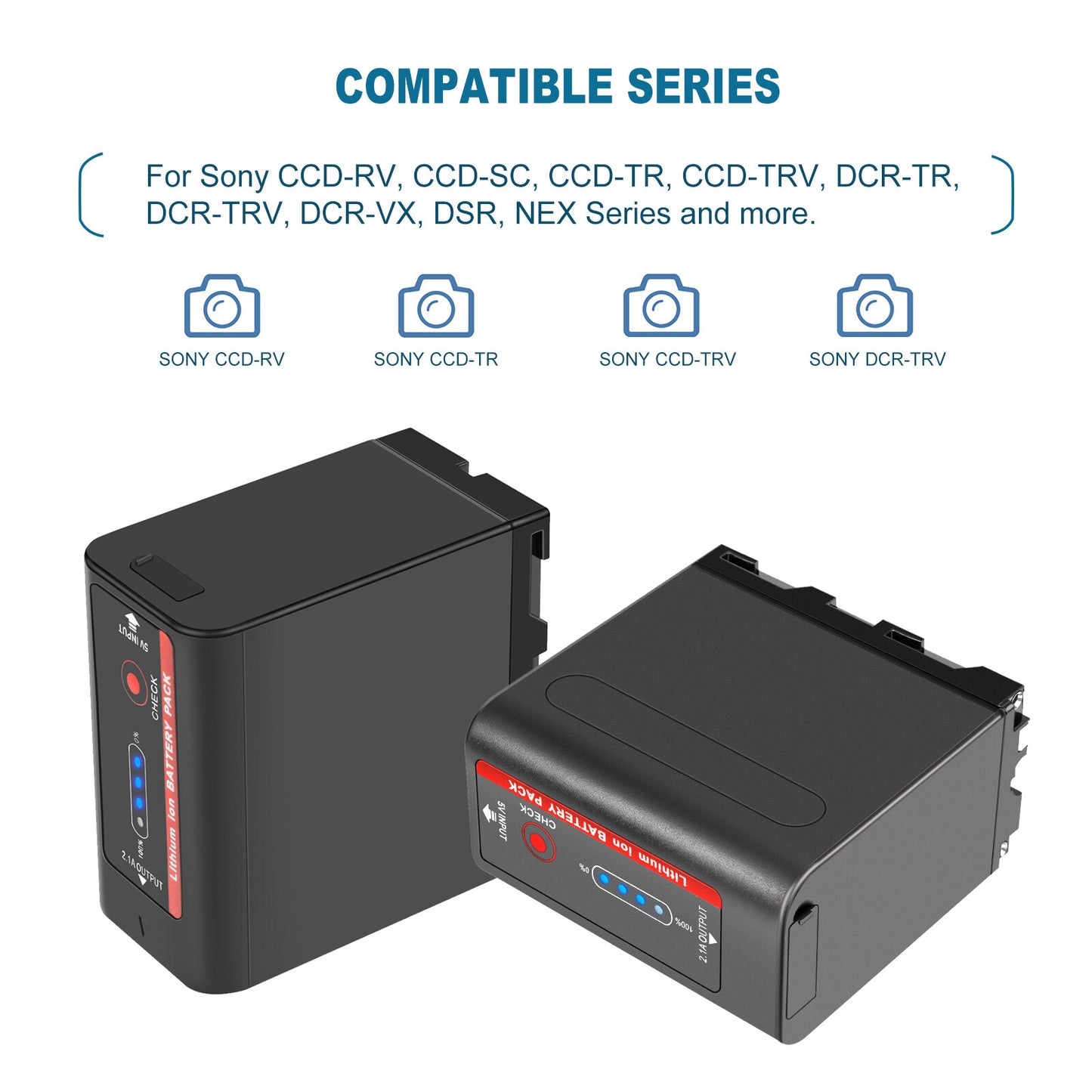 2X Batería 7.4V NP-F970 10500mAh para Sony NP-F930 F950 NP-F530 F960 NP-F990