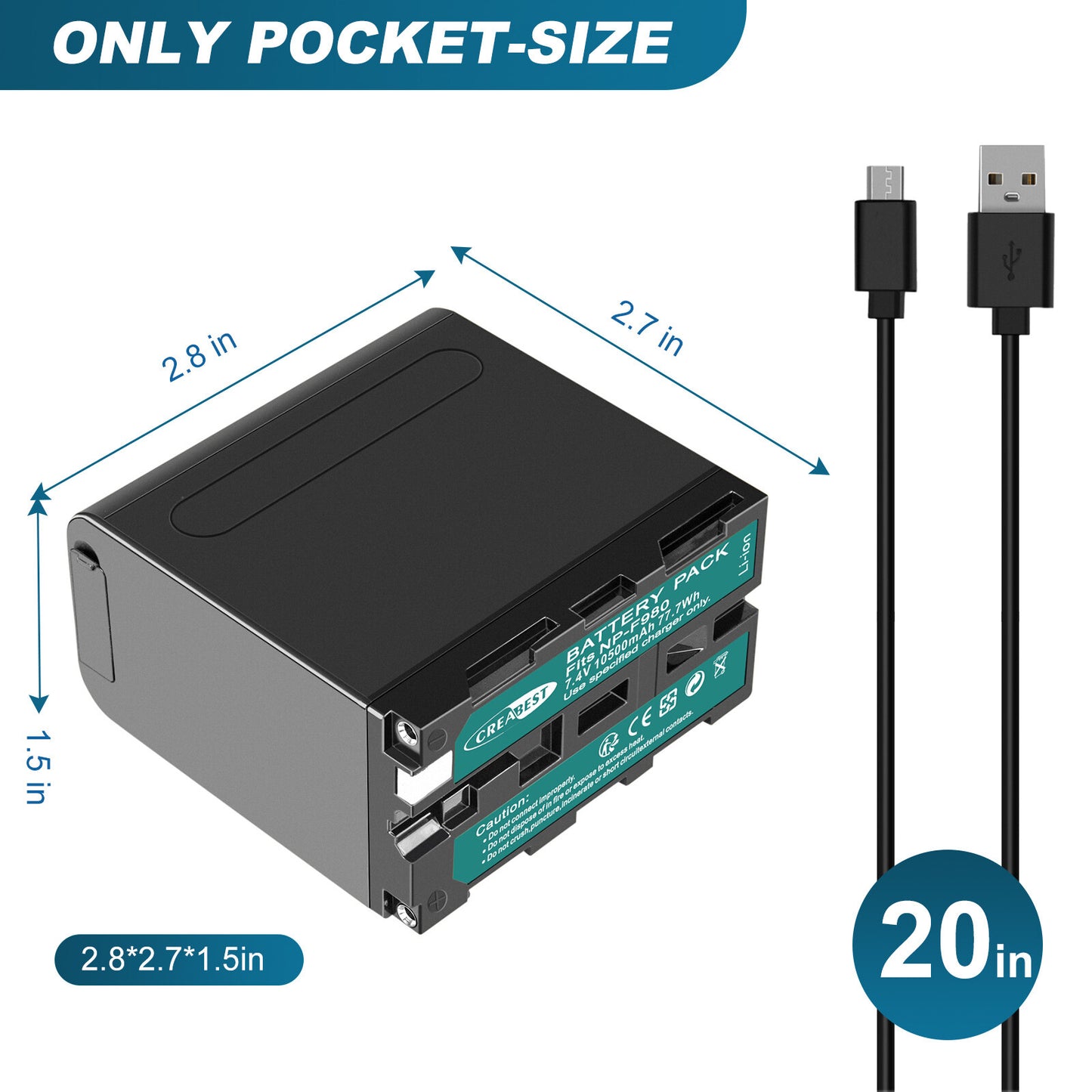2X Batería 7.4V NP-F970 10500mAh para Sony NP-F930 F950 NP-F530 F960 NP-F990