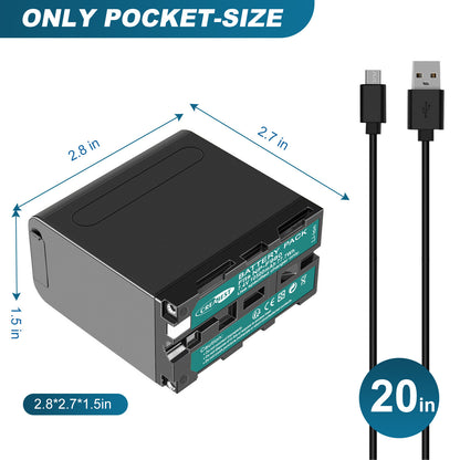 2X Batería 7.4V NP-F970 10500mAh para Sony NP-F930 F950 NP-F530 F960 NP-F990
