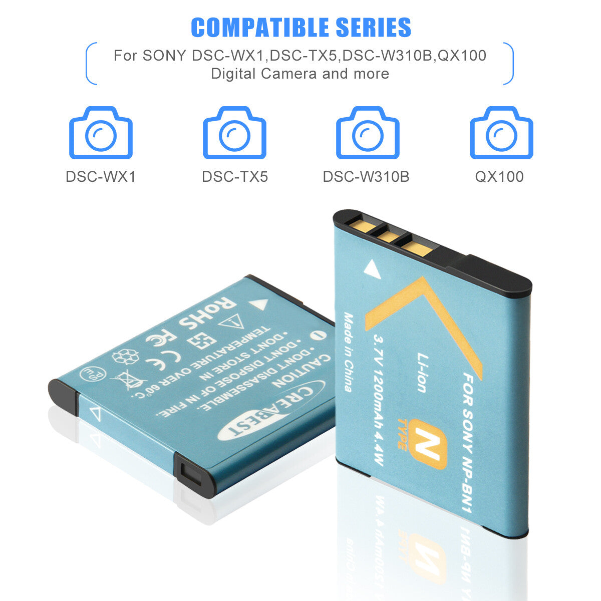 2 Piezas Cargador De Batería NP-BN1 Para Sony Cyber-Shot DSC-W310 W800 W320 W350 W380