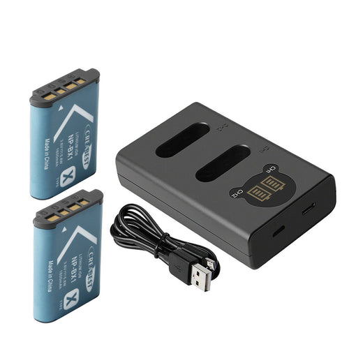 SHENTEC Paquete de 2 baterías NP-BX1 para Sony DSC-RX100, HX300, H400, WX350, WX400, HX50V, HX60