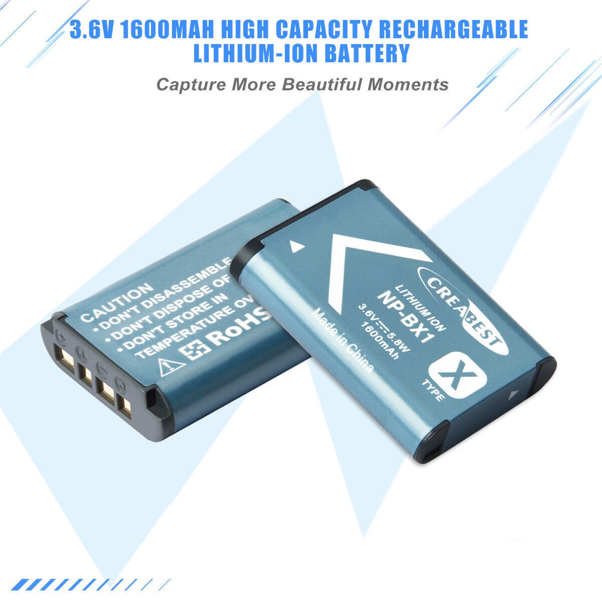SHENTEC Paquete de 2 baterías NP-BX1 para Sony DSC-RX100, HX300, H400, WX350, WX400, HX50V, HX60