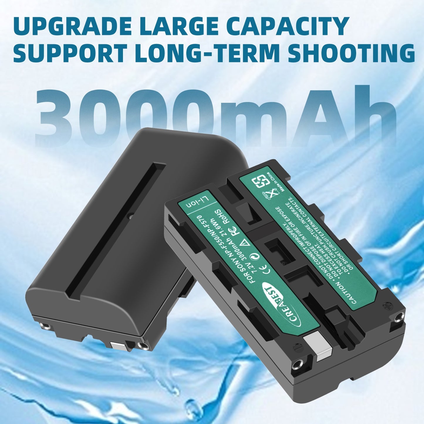 Pack de 2 Baterías 7.2V NP-F550 + Cargador Dual para SONY NP-F970 NP-F960 F990 F950 F530 F330