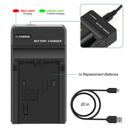 2x NP-FP50,NP-FP51 7.4V Batería+Cargador Para Sony NP-FH40 NP-FH50 NP-FH60 NP-FH70