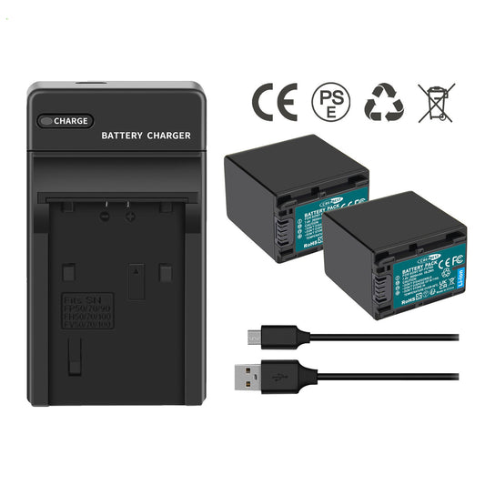 2x Batería NP-FV70 2.6Ah para Sony NP-FV100 NP-FV90 NP-FV50 NP-FV30 NP-FV40 Cargador