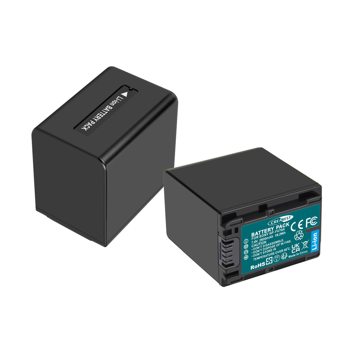 2x Batería NP-FV70 2.6Ah para Sony NP-FV100 NP-FV90 NP-FV50 NP-FV30 NP-FV40 Cargador