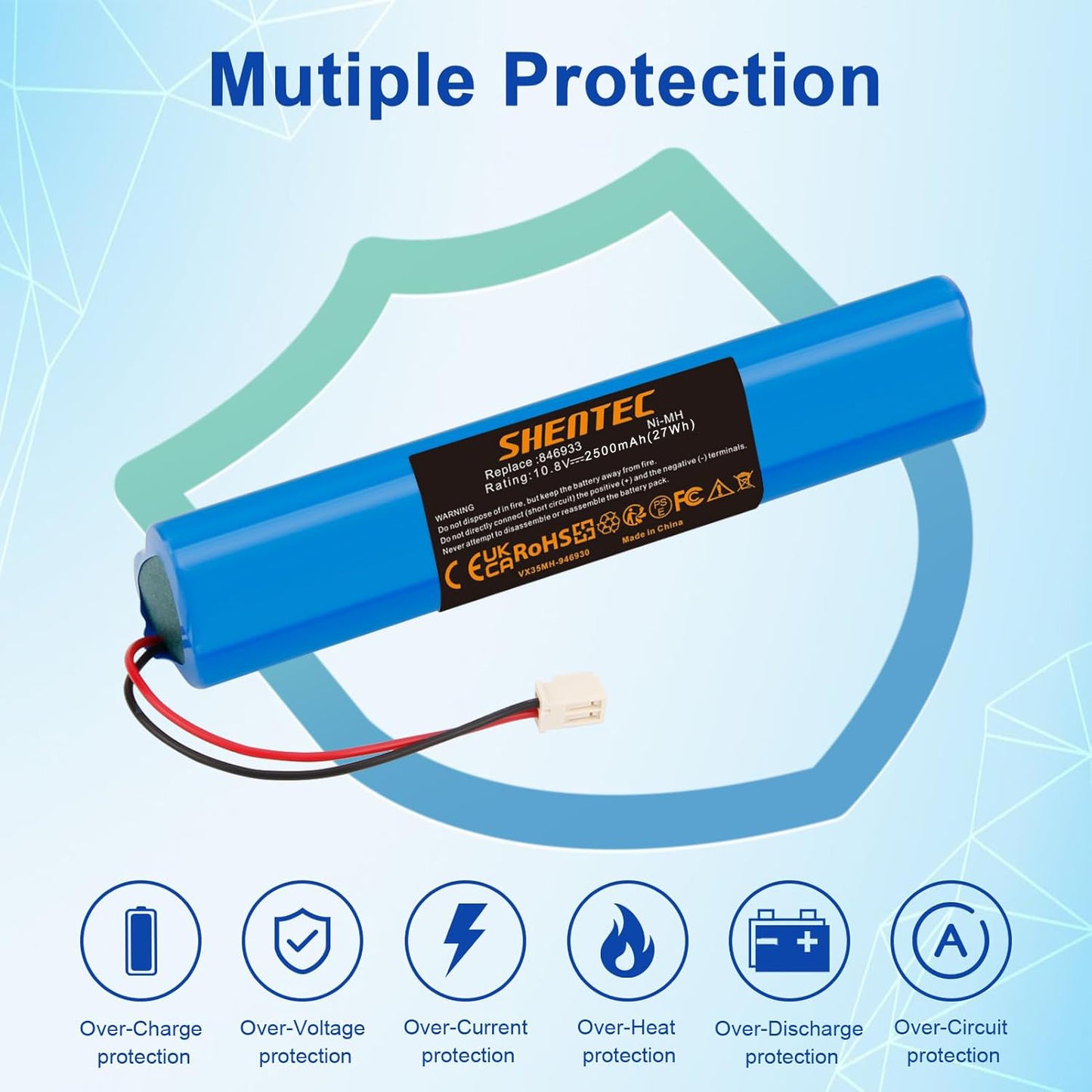 txt
Batería de repuesto SHENTEC de 2500mAh para el motor de persiana enrollable Velux 946933, persianas enrollables solares SSL, persianas enrollables solares