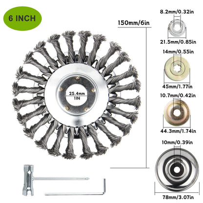 txt
Cabezal desbrozador de alambre de acero de 6" 8" 10" con cepillo de rueda giratoria y kit adaptador