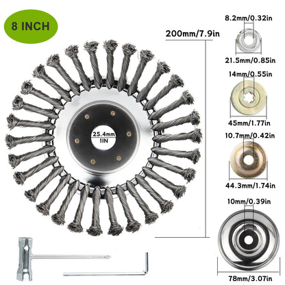 txt
Cabezal desbrozador de alambre de acero de 6" 8" 10" con cepillo de rueda giratoria y kit adaptador
