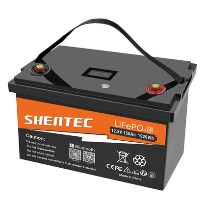 SHENTEC Batería LiFePO4 12/24V 100/150/200/300Ah con BMS para barco solar, sistema aislado y autocaravana