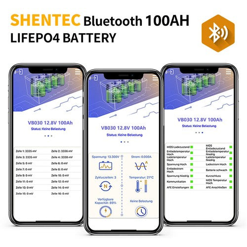 SHENTEC Batería LiFePO4 12/24V 100/150/200/300Ah con BMS para barco solar, sistema aislado y autocaravana