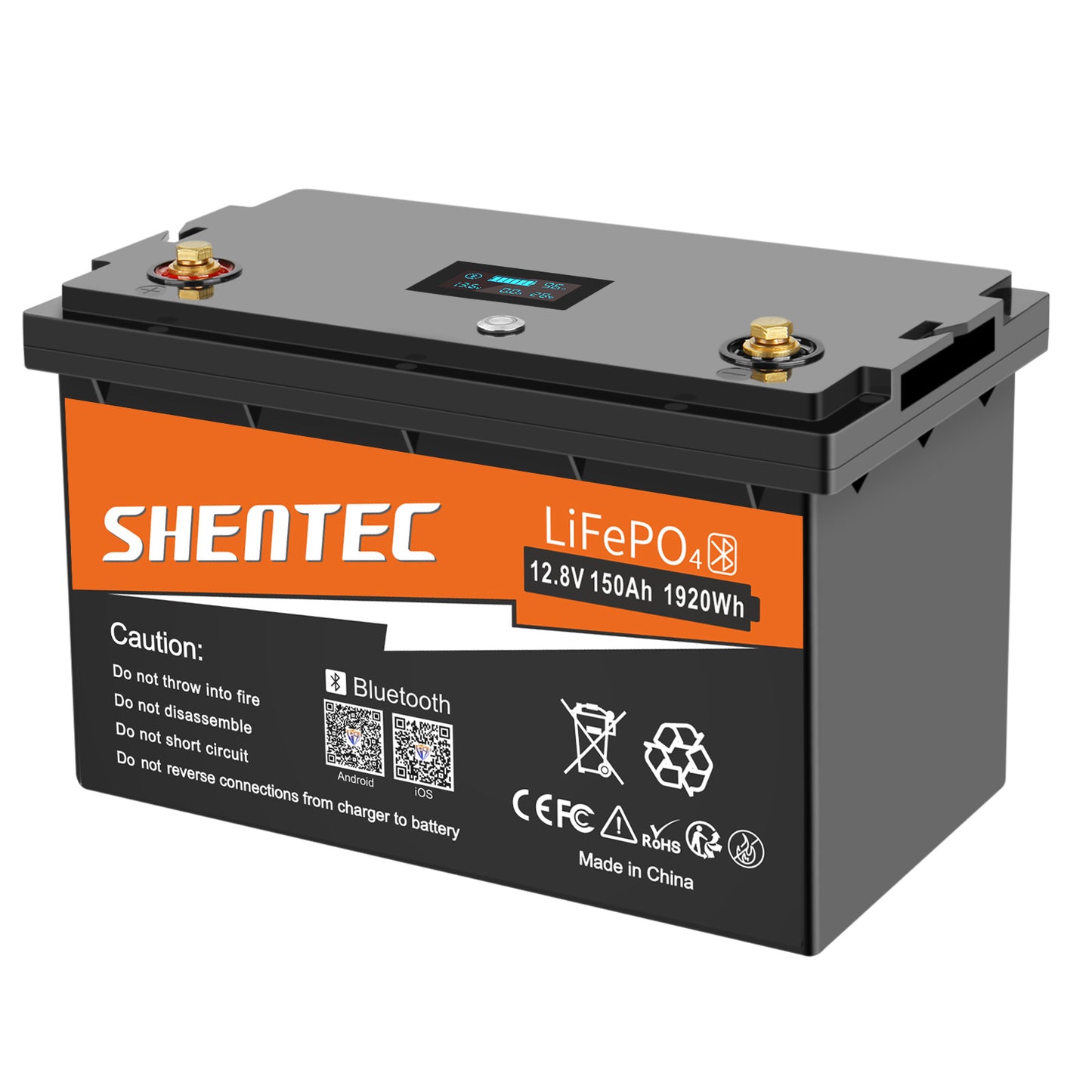 SHENTEC Batería LiFePO4 12/24V 100/150/200/300Ah con BMS para barco solar, sistema aislado y autocaravana