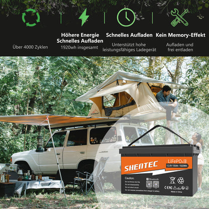 SHENTEC Batería LiFePO4 12/24V 100/150/200/300Ah con BMS para barco solar, sistema aislado y autocaravana