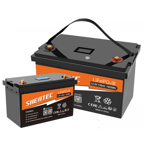 SHENTEC Batería LiFePO4 12/24V 100/150/200/300Ah con BMS para barco solar, sistema aislado y autocaravana