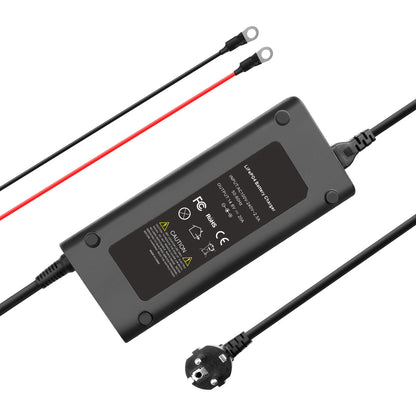 SHENTEC Cargador de baterías LiFePO4 de 14,6 V y 20 A para baterías de fosfato de hierro y litio de 12 V, con terminales M8 y pinzas de cocodrilo