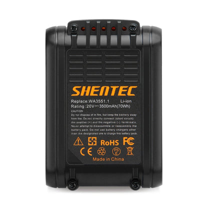 SHENTEC Batería Li-ion 3500mAh 20V para Worx WA3551.1 WG169 WX372 WX166 WX372 WX390